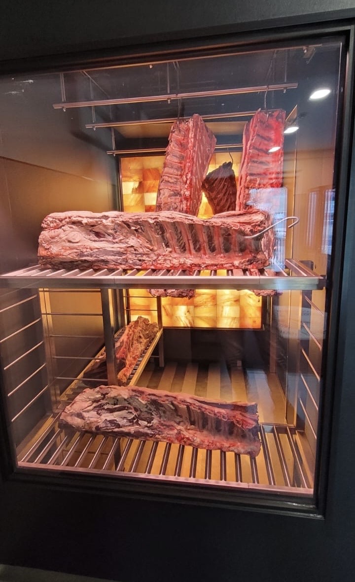 75-day dry-aged beef matured in The Aging Room Himalayan salt dry-aging chamber